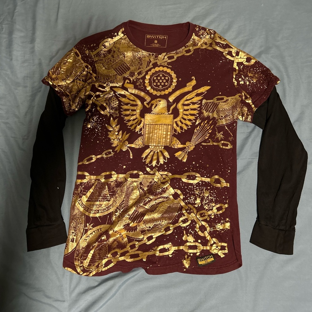 Long sleeve gold decorative shirt